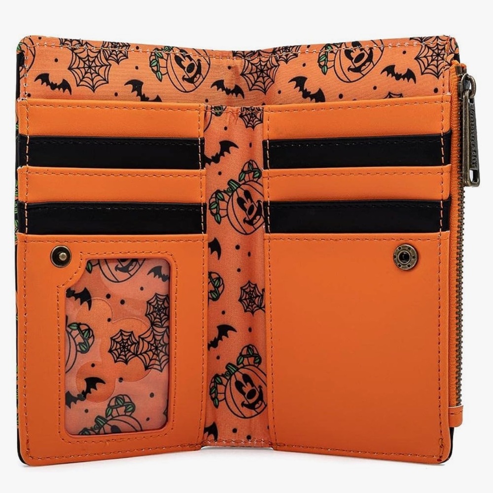 *NEW* DISNEY LOUNGEFLY GLOW IN THE DARK HALLOWEEN PUMPKIN WALLET - Picture 4 of 7